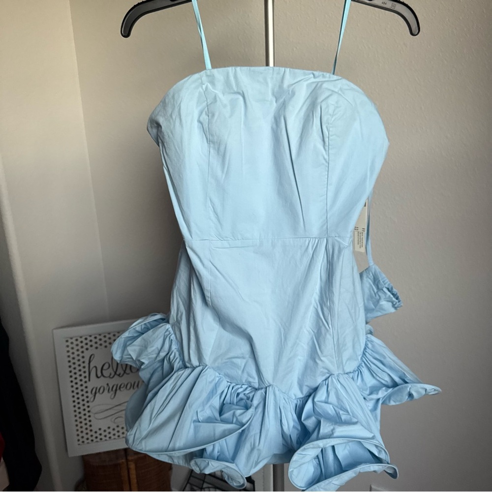 NWT Anthropologie Maeve Strapless Ruffle Mini Dress Sz MP - Picture 5 of 13